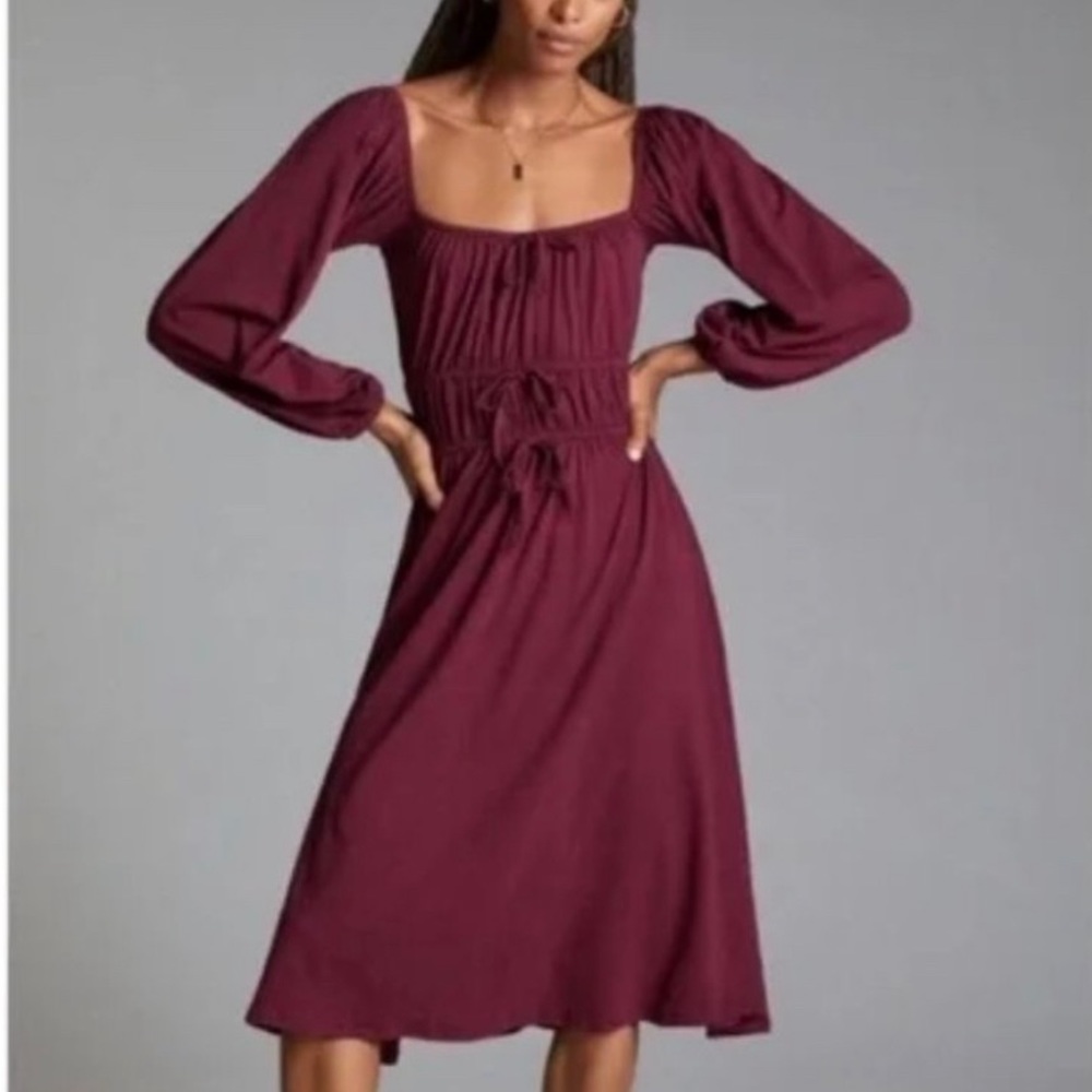 Anthropologie South Filly Goods Corseted Midi Dress, Carbon (Grey), Size US S
